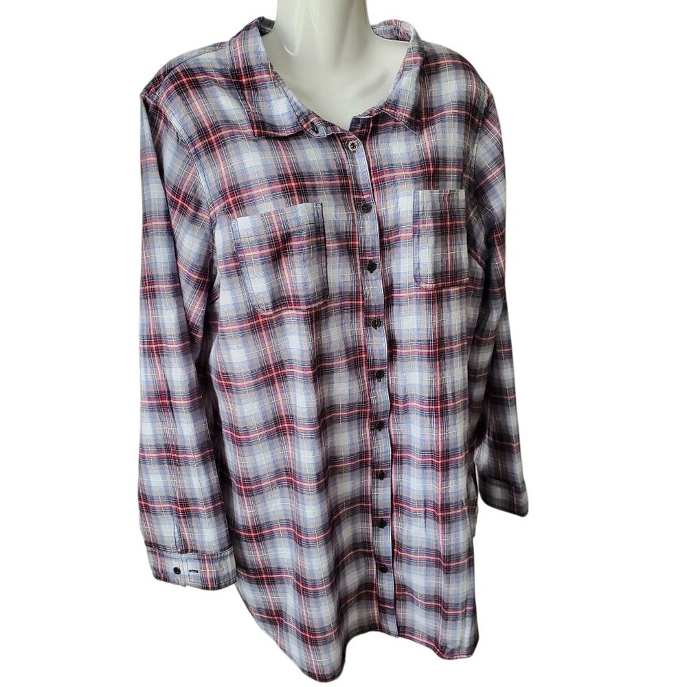 CATO PLAID BUTTON UP SHIRT 18/20W